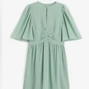 H&M Butterfly-sleeved Dress in Mint Green.